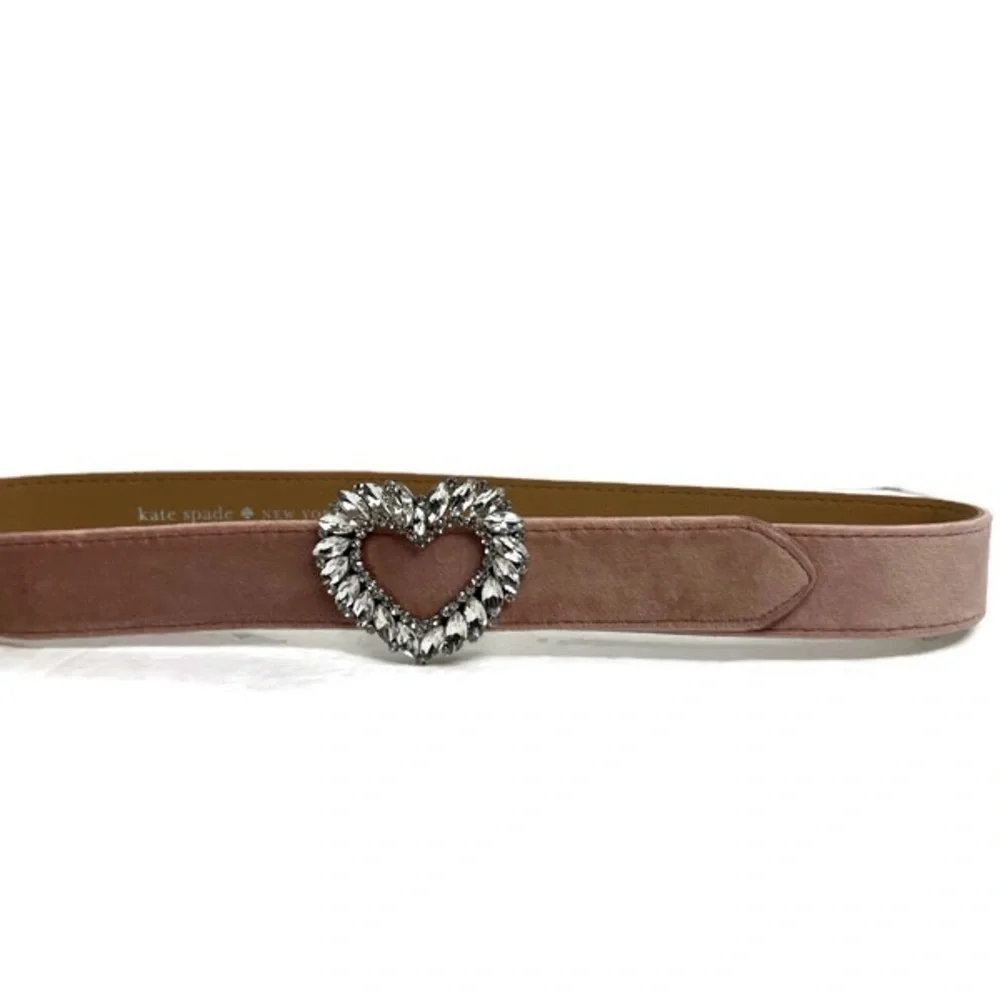 Kate Spade Heart Belt Rhinestone Crystals Pink Suede Size Small Medium Belt